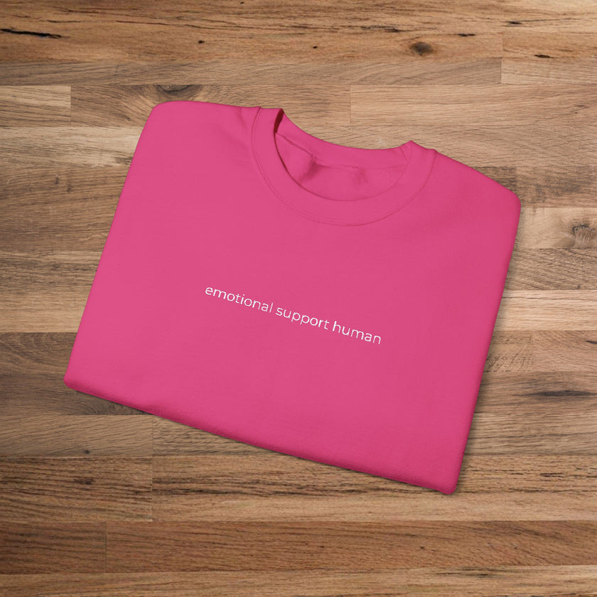 Friends & Loved Ones Embroidered Sweatshirt, Funny 'emotional support human' Quote