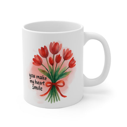 Heartfelt Floral Ceramic Mug for Tea & Coffee Lovers, Perfect Watercolor Gift for Mother's Day, Birthdays, or Just Because!