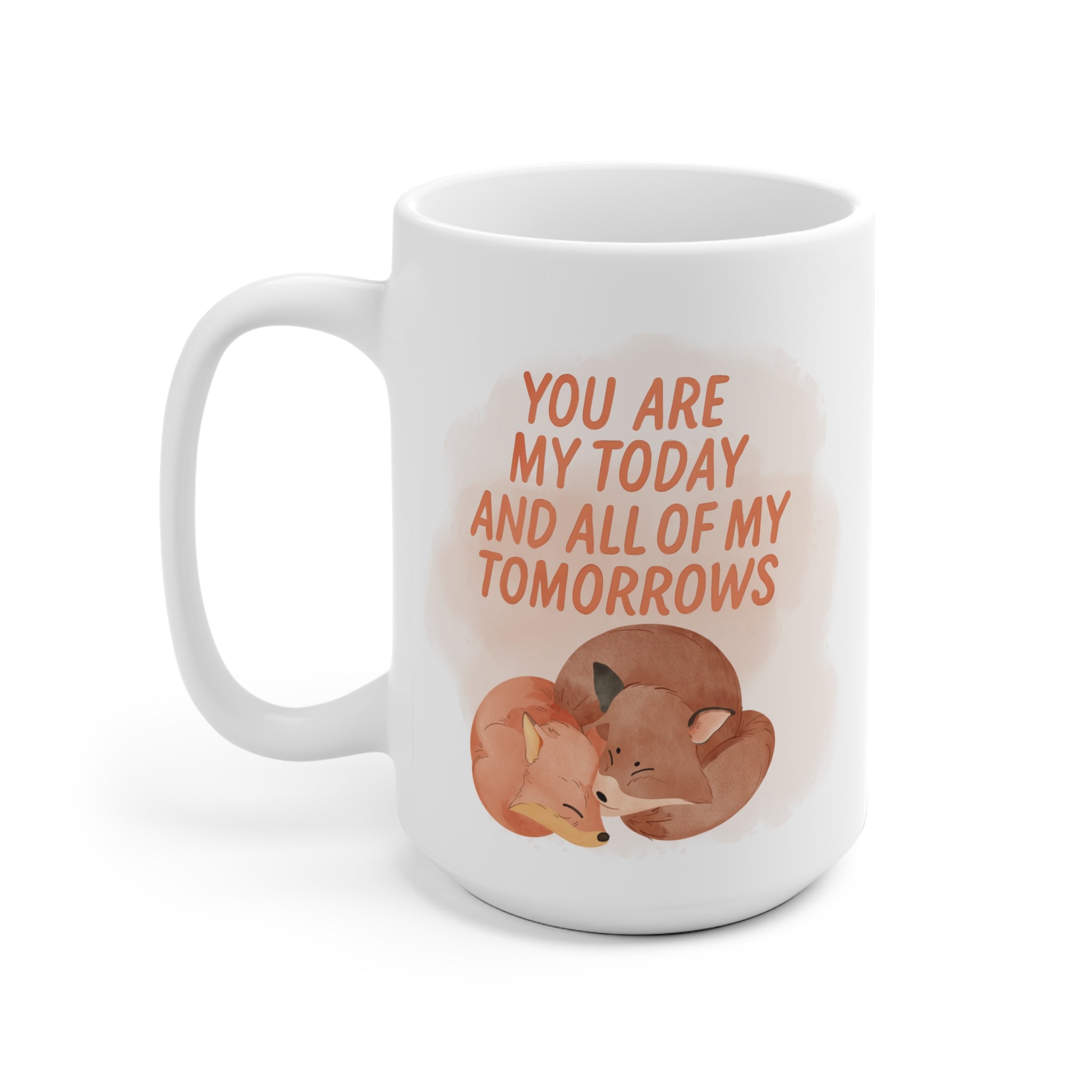 Cozy Love Ceramic Mug | Cute Fox Design, Gift for Loved Ones, Valentine's Day, Anniversary, Couple's Mug, Morning Coffee
