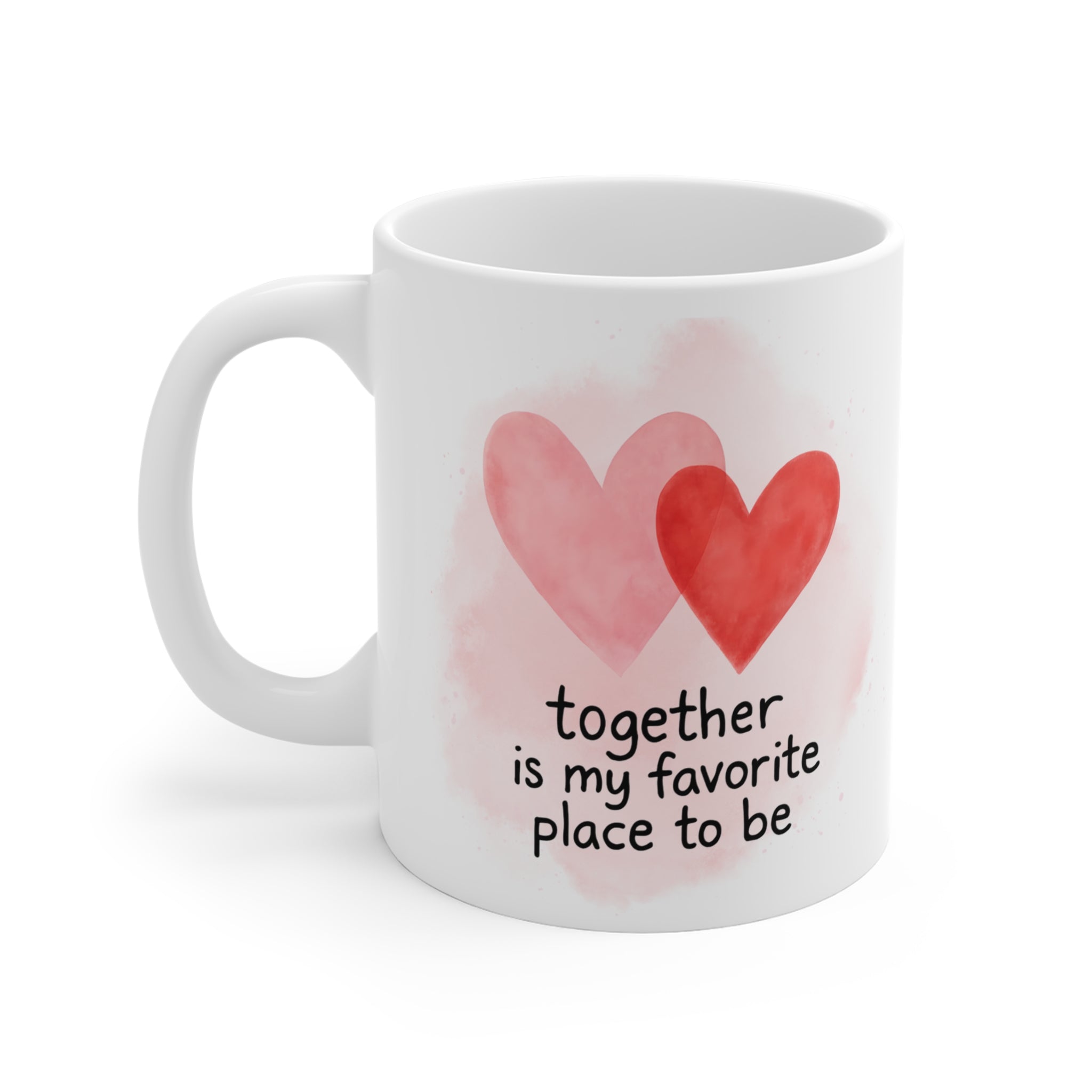 Romantic Ceramic Mug, Cute Gift for Couples, Coffee Lover's Mug, Heart Design, Anniversary Present, Valentine's Day Gift