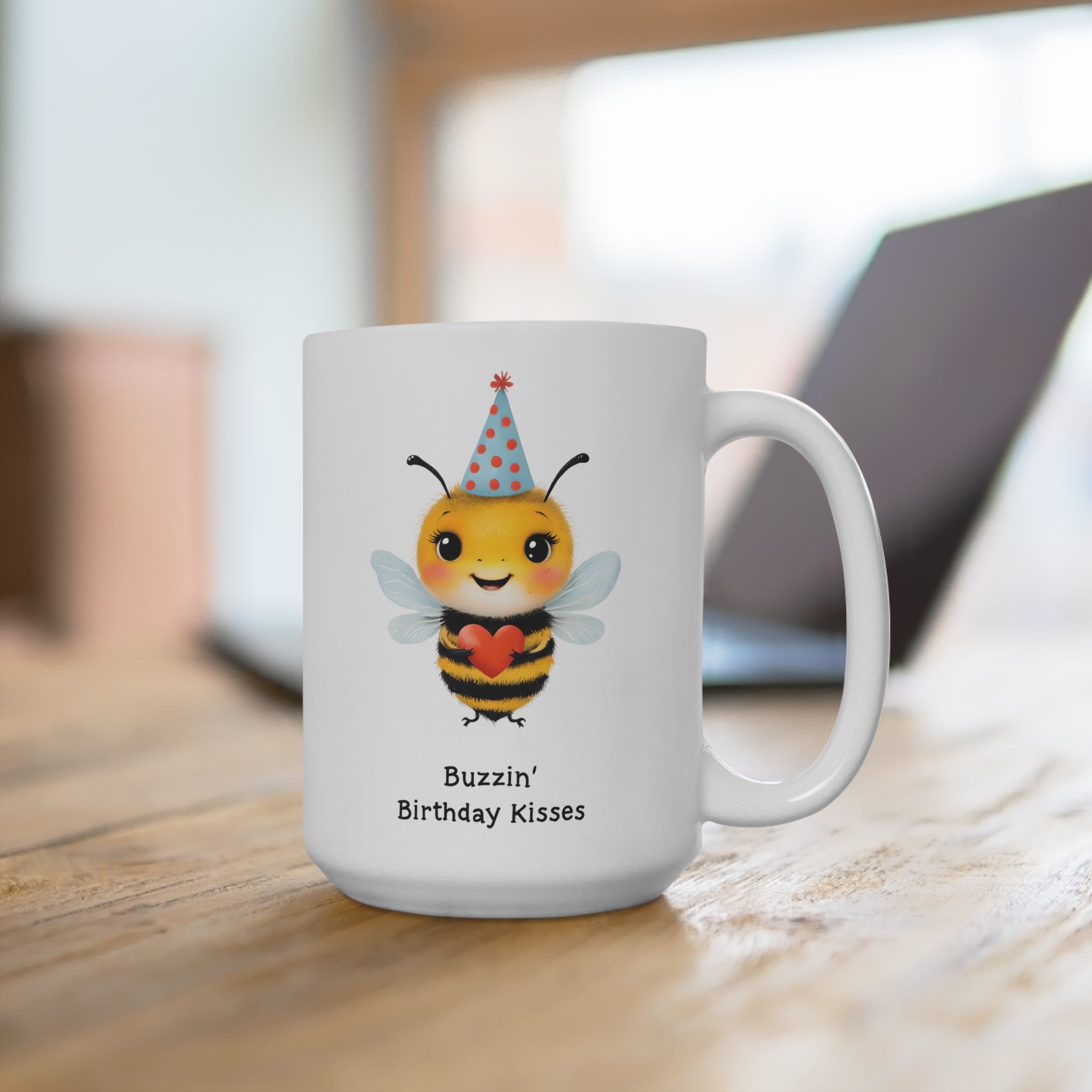 Birthday Bee Ceramic Mug - Cute Animal Mug, Gift for Friends, Party Supplies, Unique Birthday Present, Fun Coffee Cup