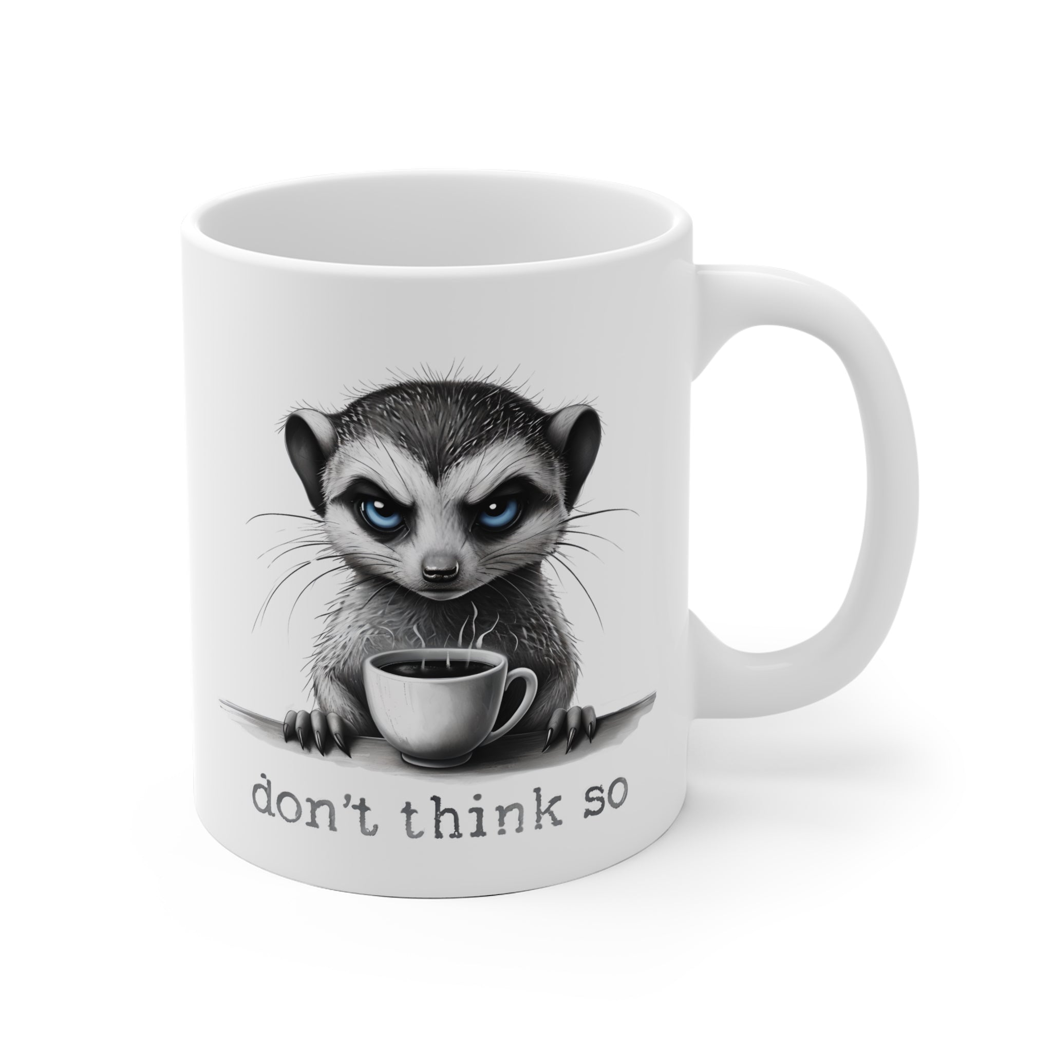 Merecat Ceramic Mug - Funny Animal Coffee Cup for Zen Time, Tea Lover Gift, Cute Animal Drinkware, Happy Gift for Animal Lovers, Unique