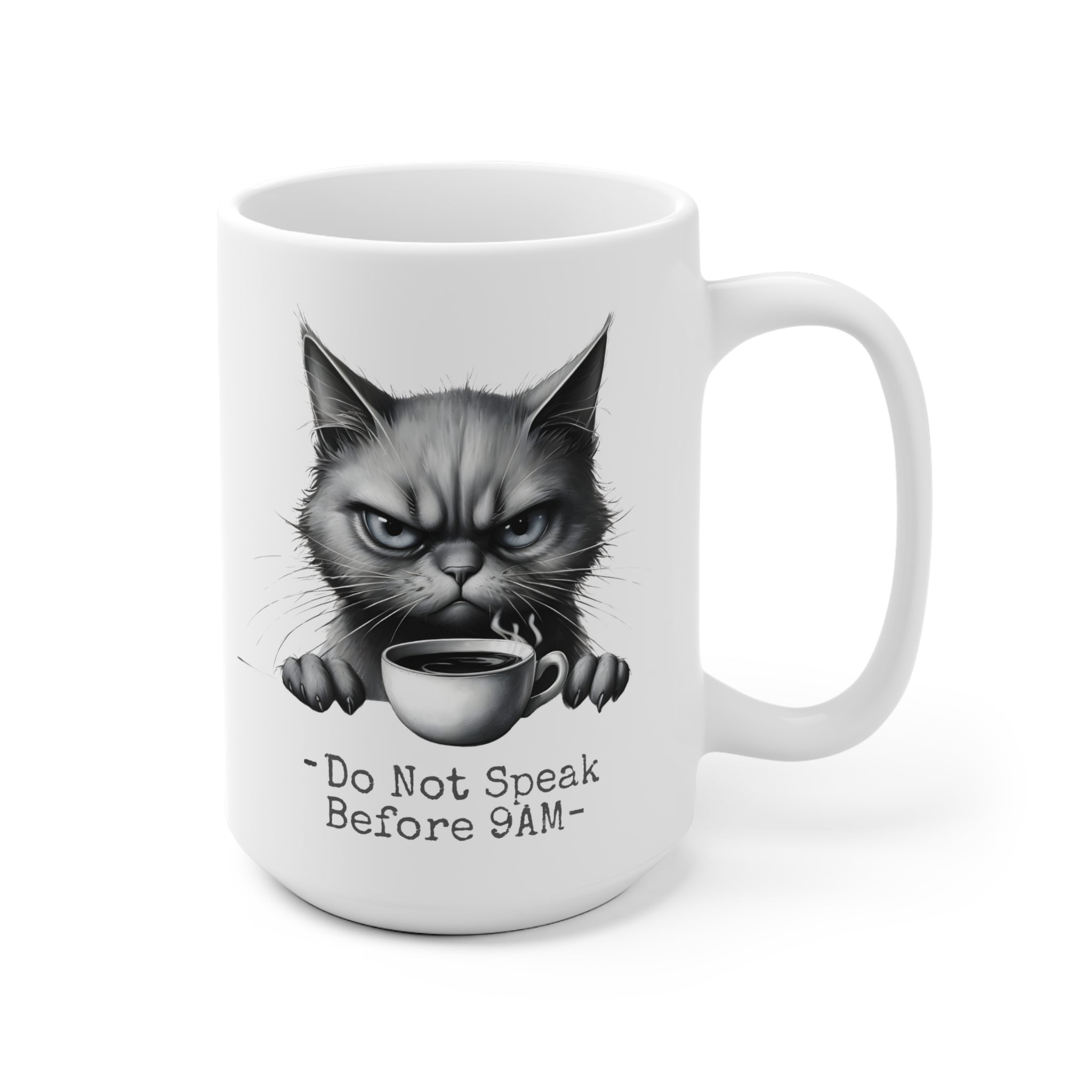 Grumpy Cat Ceramic Mug - Funny Animal Coffee Cup for Zen Time, Tea Lover Gift, Cute Animal Drinkware, Happy Gift for Animal Lovers, Unique