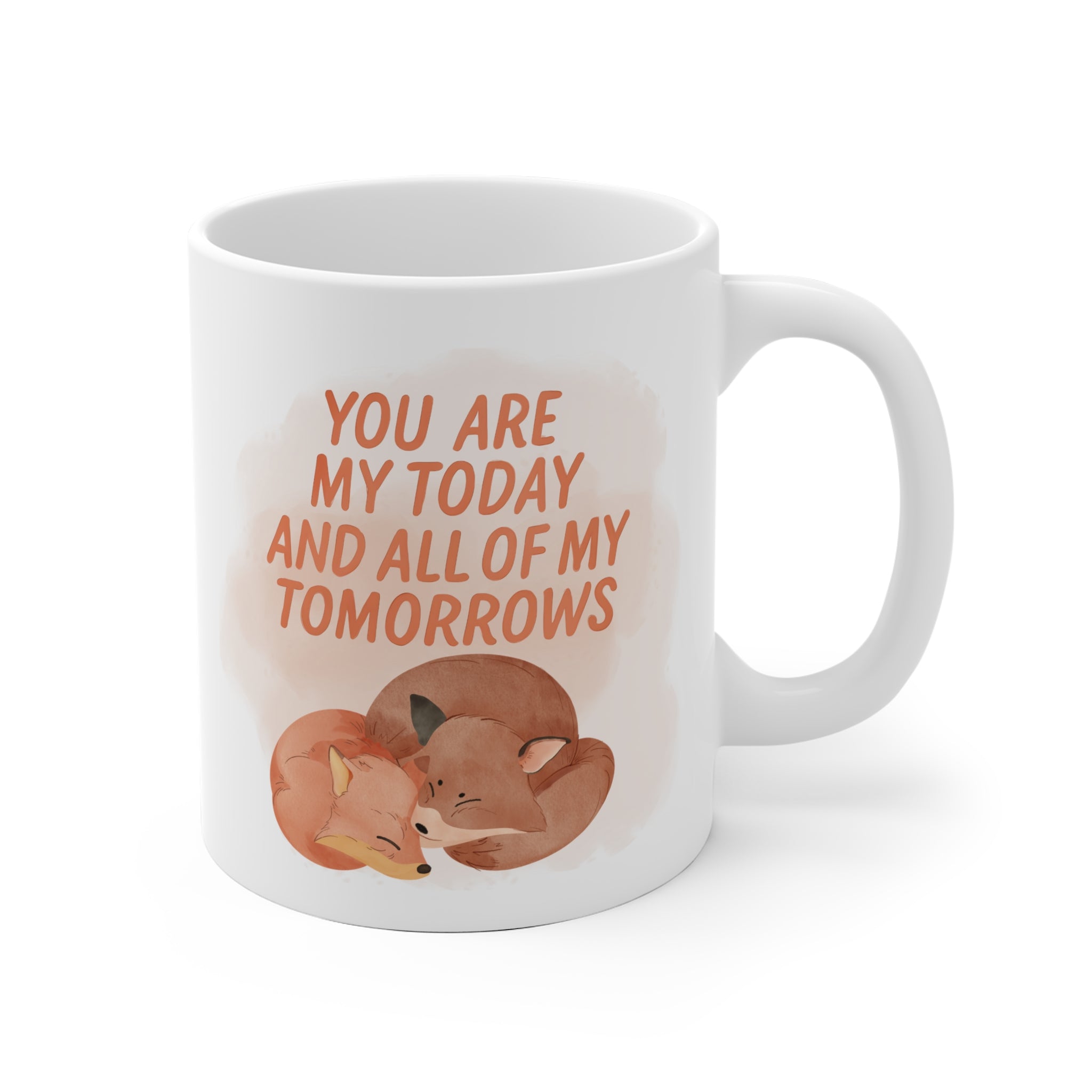 Cozy Love Ceramic Mug | Cute Fox Design, Gift for Loved Ones, Valentine's Day, Anniversary, Couple's Mug, Morning Coffee