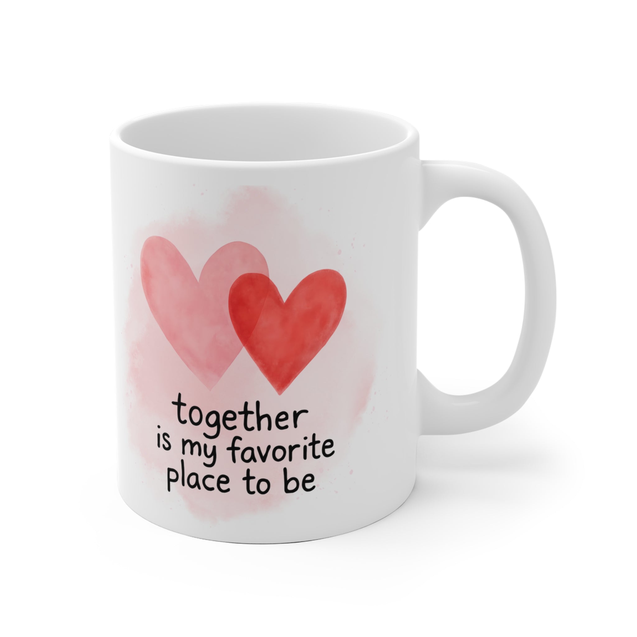 Romantic Ceramic Mug, Cute Gift for Couples, Coffee Lover's Mug, Heart Design, Anniversary Present, Valentine's Day Gift