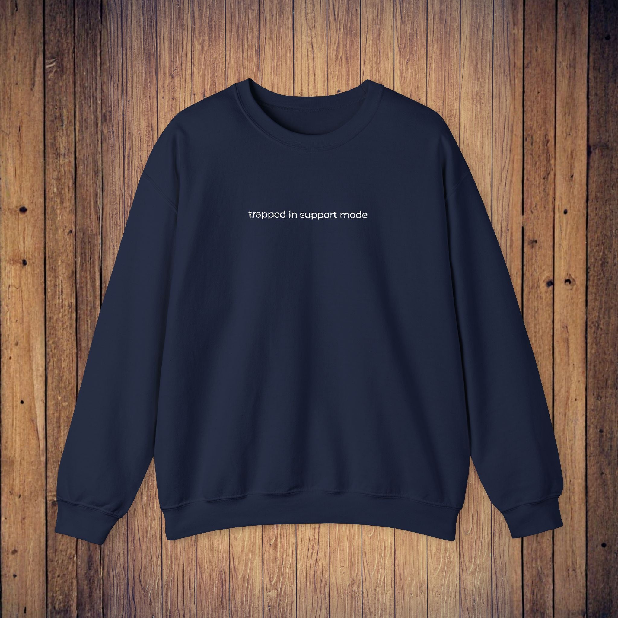Gameday Grand/Parents 'trapped in support mode' Quote, Embroidered Crewneck Sweatshirt