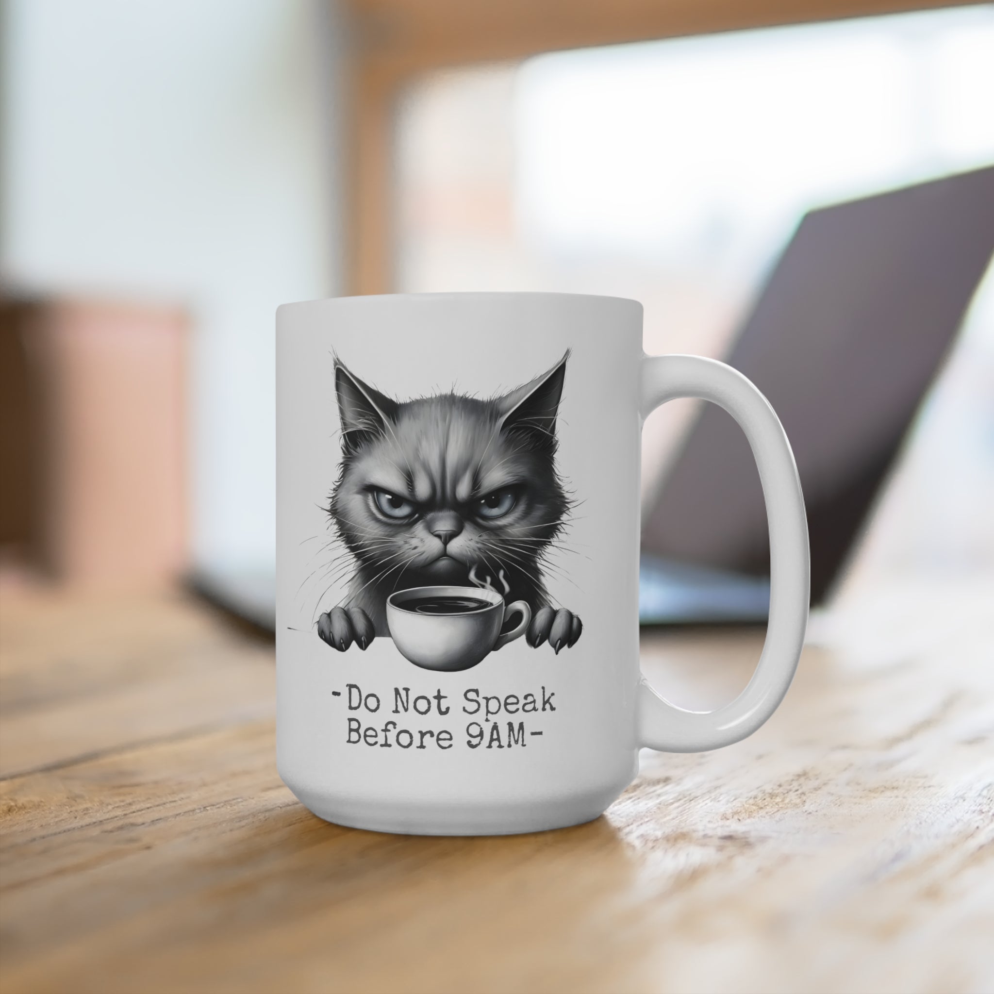 Grumpy Cat Ceramic Mug - Funny Animal Coffee Cup for Zen Time, Tea Lover Gift, Cute Animal Drinkware, Happy Gift for Animal Lovers, Unique