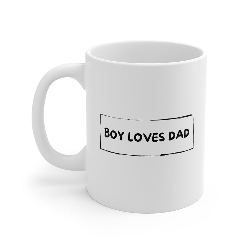 Boy loves Dad Ceramic Mug, Gift for Father, Birthday Mug, Coffee Lover's Cup, Family Keepsake