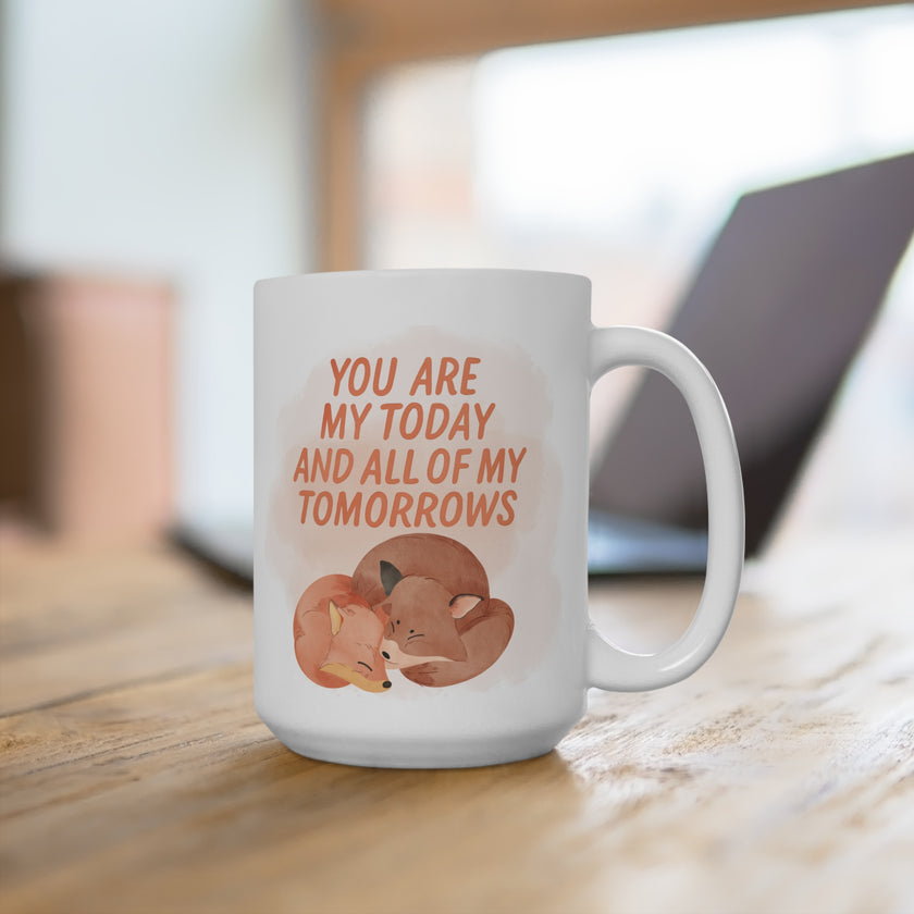 Cozy Love Ceramic Mug | Cute Fox Design, Gift for Loved Ones, Valentine's Day, Anniversary, Couple's Mug, Morning Coffee