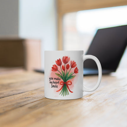 Heartfelt Floral Ceramic Mug for Tea & Coffee Lovers, Perfect Watercolor Gift for Mother's Day, Birthdays, or Just Because!