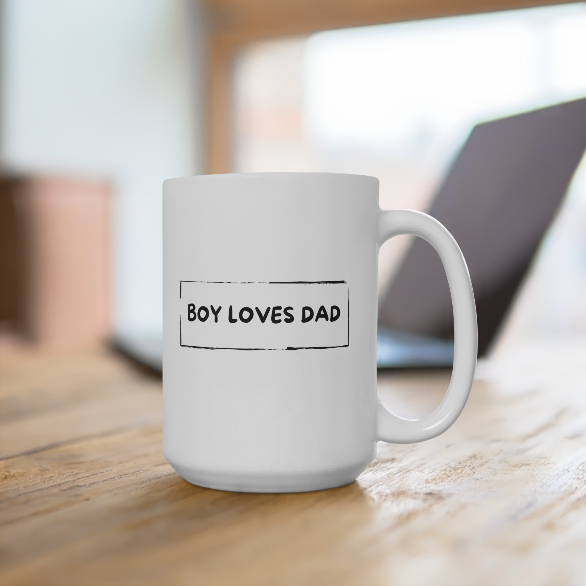 Boy loves Dad Ceramic Mug, Gift for Father, Birthday Mug, Coffee Lover's Cup, Family Keepsake