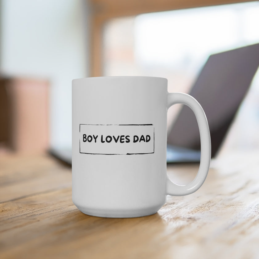 Boy loves Dad Ceramic Mug, Gift for Father, Birthday Mug, Coffee Lover's Cup, Family Keepsake