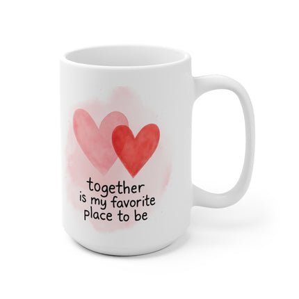 Romantic Ceramic Mug, Cute Gift for Couples, Coffee Lover's Mug, Heart Design, Anniversary Present, Valentine's Day Gift