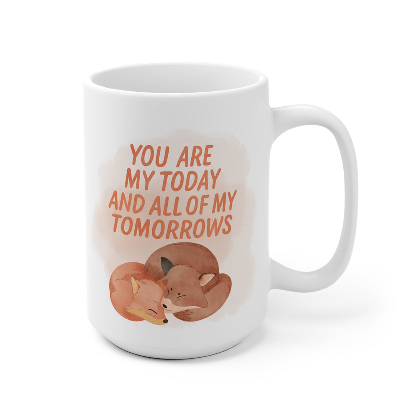 Cozy Love Ceramic Mug | Cute Fox Design, Gift for Loved Ones, Valentine's Day, Anniversary, Couple's Mug, Morning Coffee