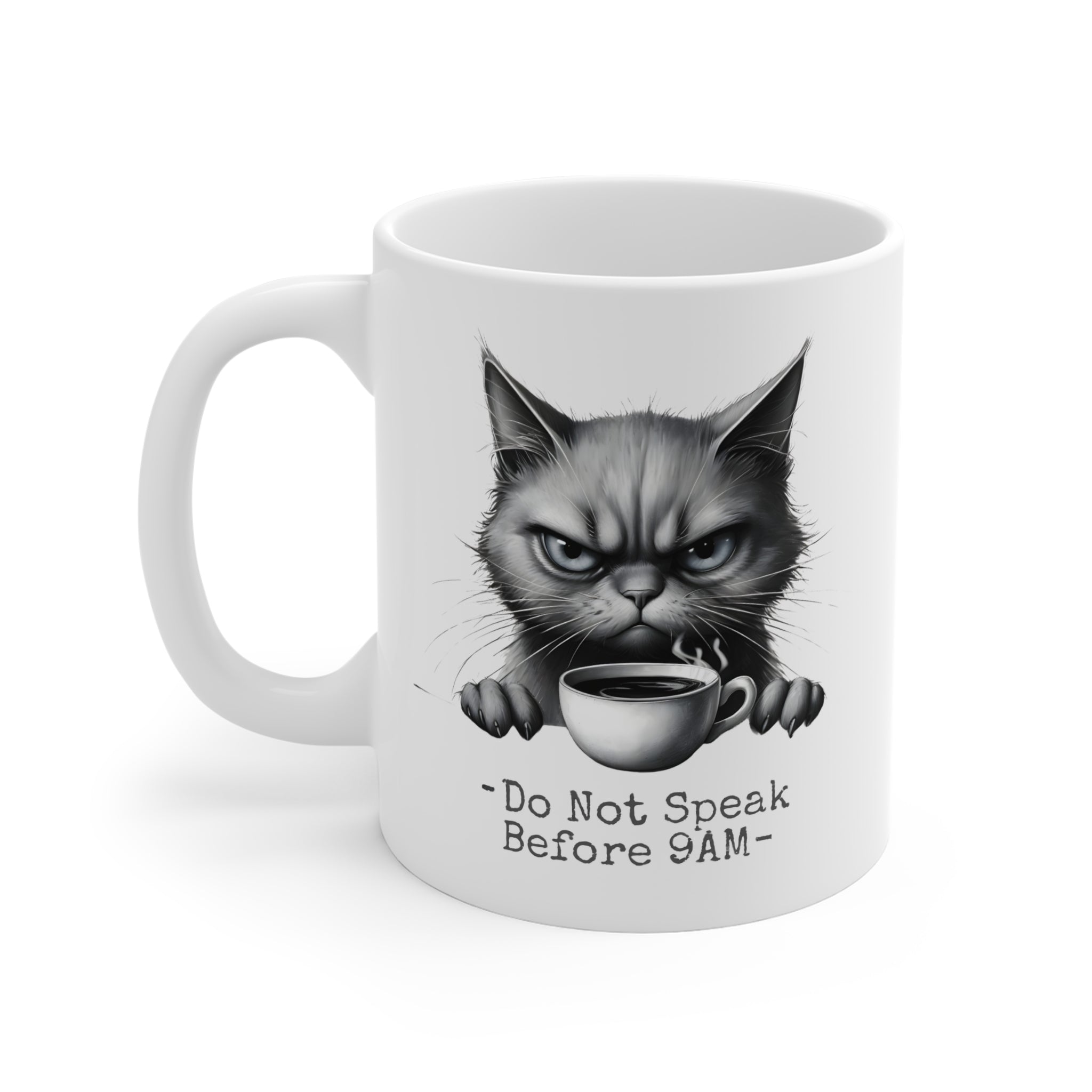 Grumpy Cat Ceramic Mug - Funny Animal Coffee Cup for Zen Time, Tea Lover Gift, Cute Animal Drinkware, Happy Gift for Animal Lovers, Unique