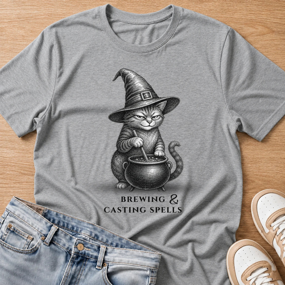 brewing and casting spells T-shirt in sport grey by Moody Crew