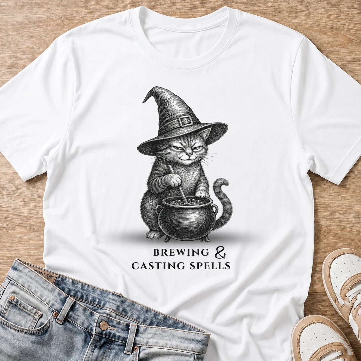 brewing and casting spells T-shirt in white by Moody Crew