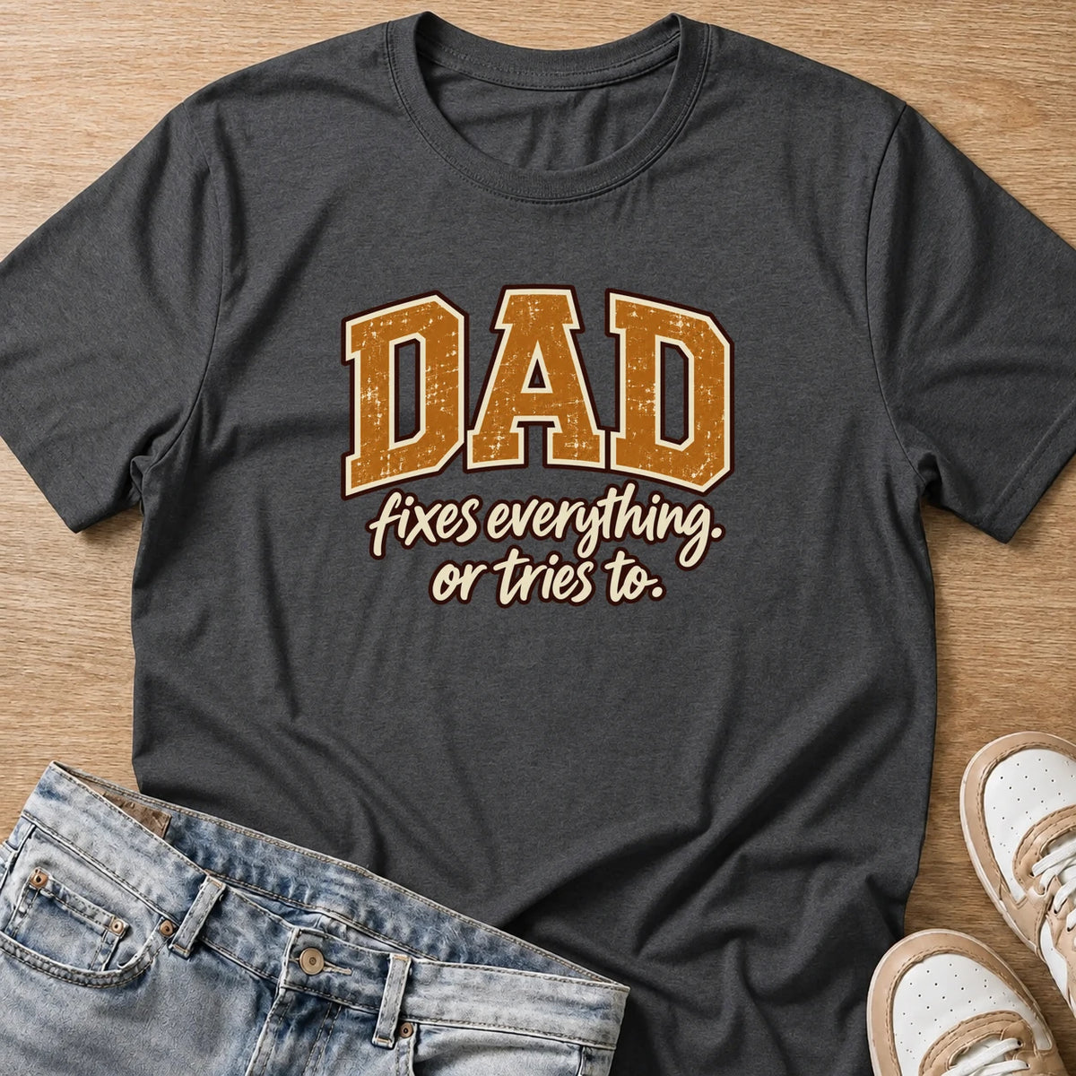 DAD fixes everything, or tries to, T-shirt in dark heather by Moody Crew