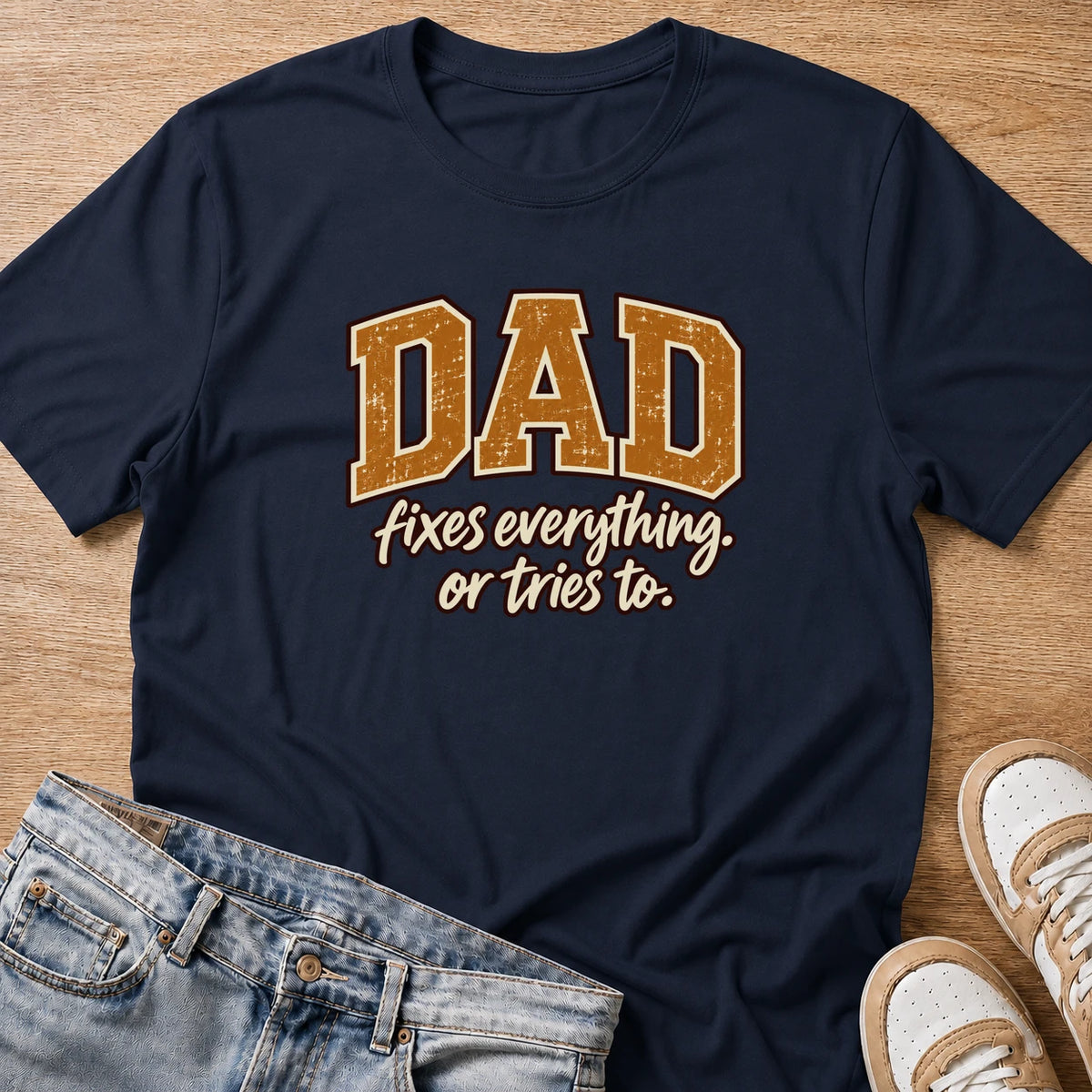 DAD fixes everything, or tries to, T-shirt in navy by Moody Crew