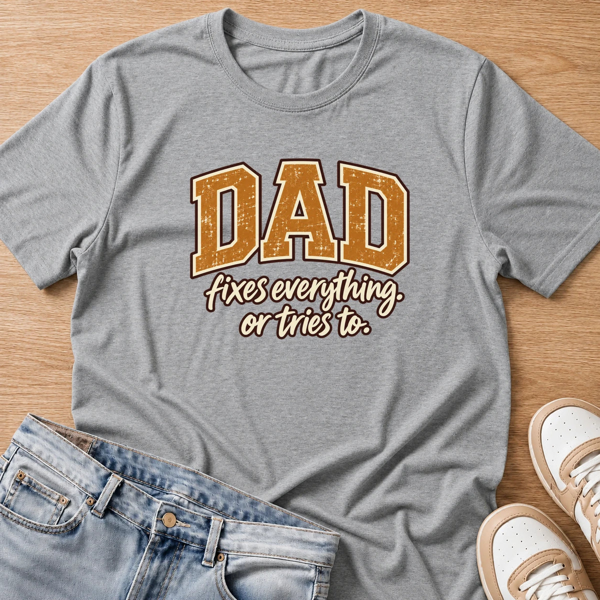 DAD fixes everything, or tries to, T-shirt in sport grey by Moody Crew
