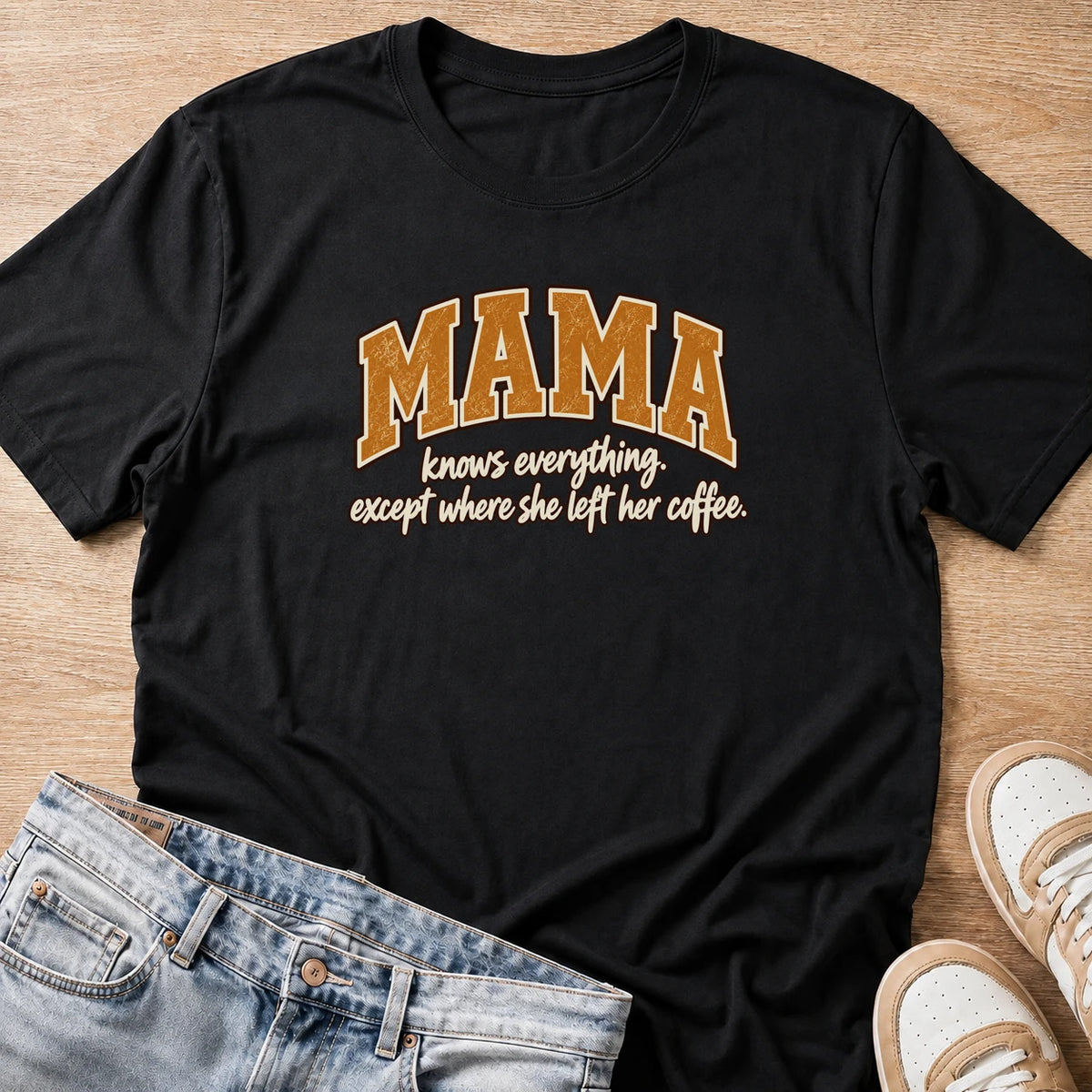 MAMA knows everything except where she left her coffee T-shirt in black by Moody Crew
