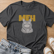 MEH grumpy tabby cat T-shirt in dark heather by Moody Crew