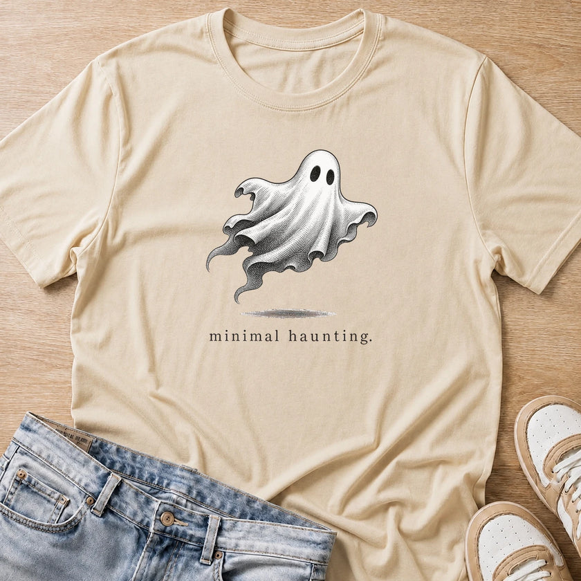 minimal haunting T-shirt in natural by Moody Crew