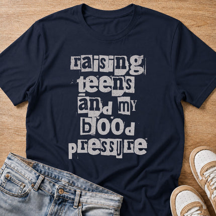 raising teens T-shirt in navy by Moody Crew