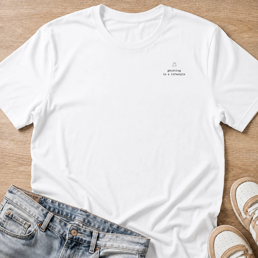 ghosting is a lifestyle T-shirt in white by Moody Crew