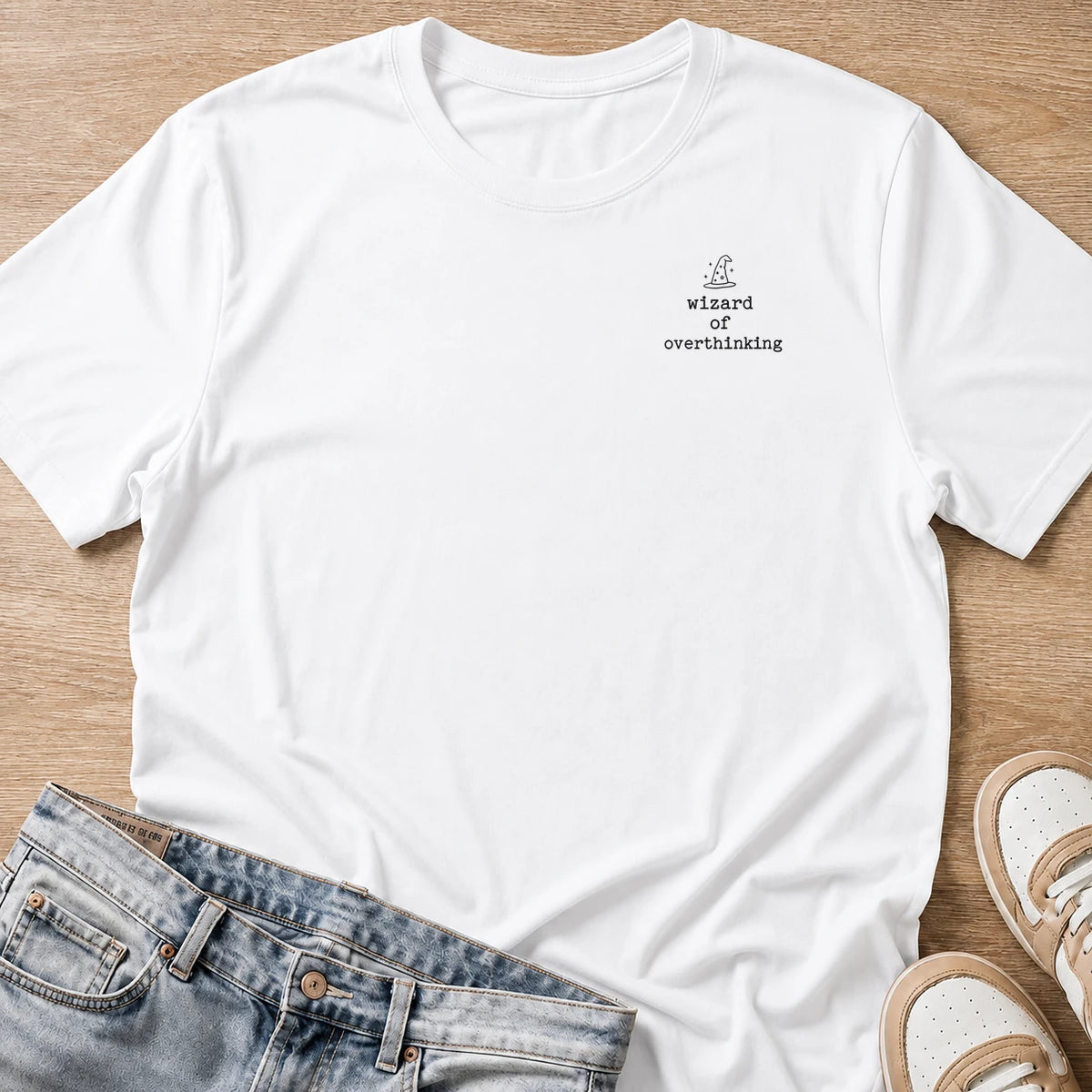 wizard of overthinking T-shirt in white by Moody Crew