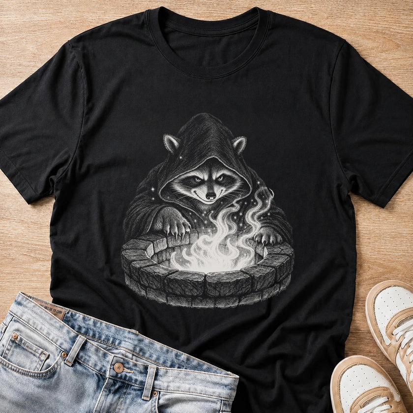 wishing well T-shirt in black by Moody Crew