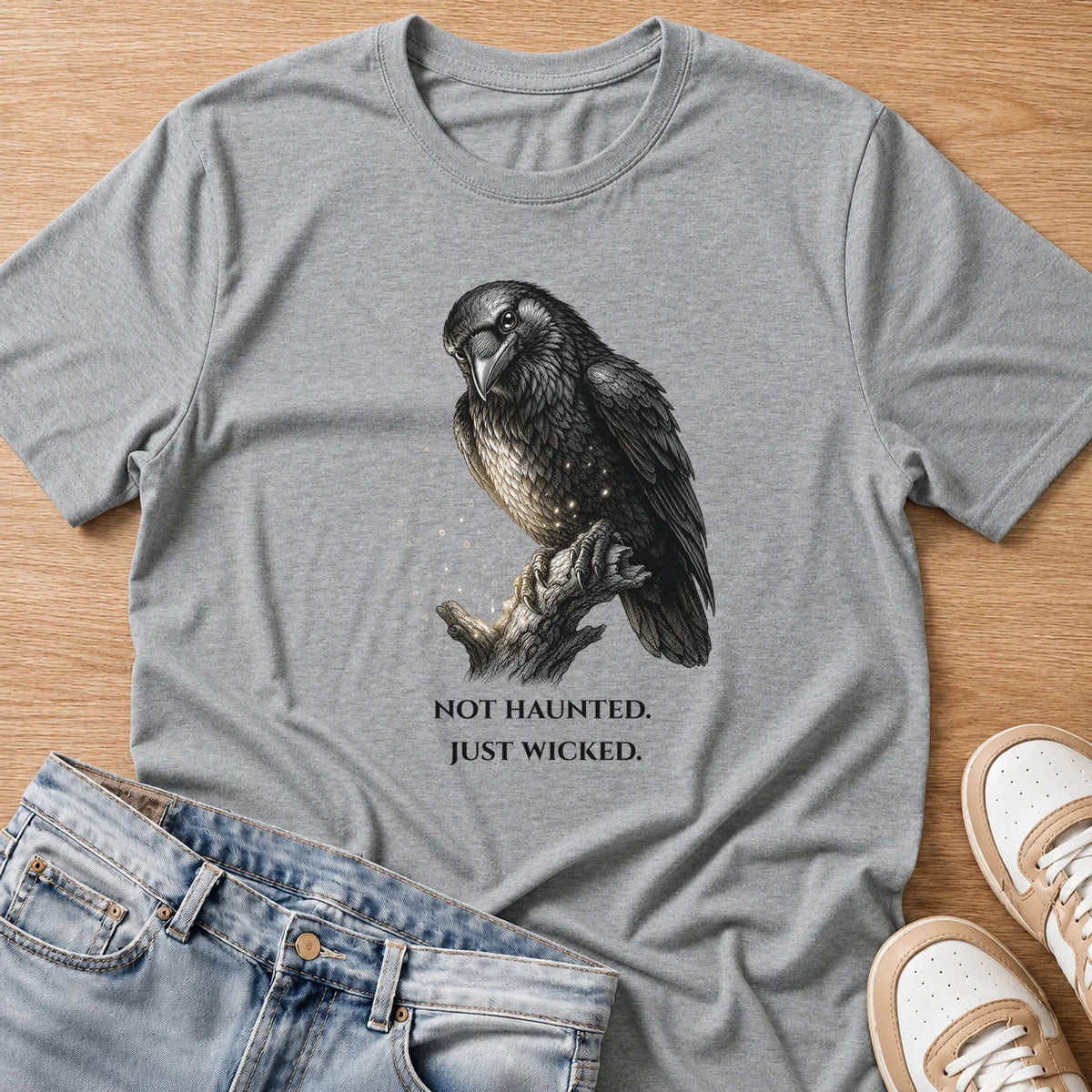 not haunted, just wicked T-shirt in sport grey by Moody Crew